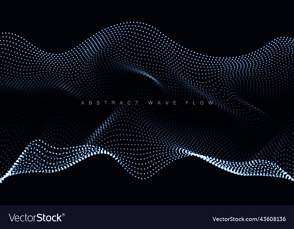 Wavy array of glowing dots abstract design vector image Wavy array of glowing dots abstract design