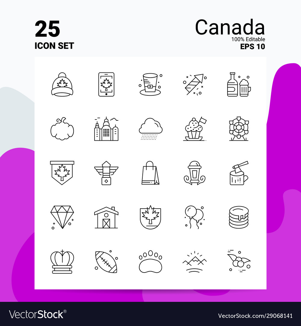 25 canada icon set 100 editable eps 10 files