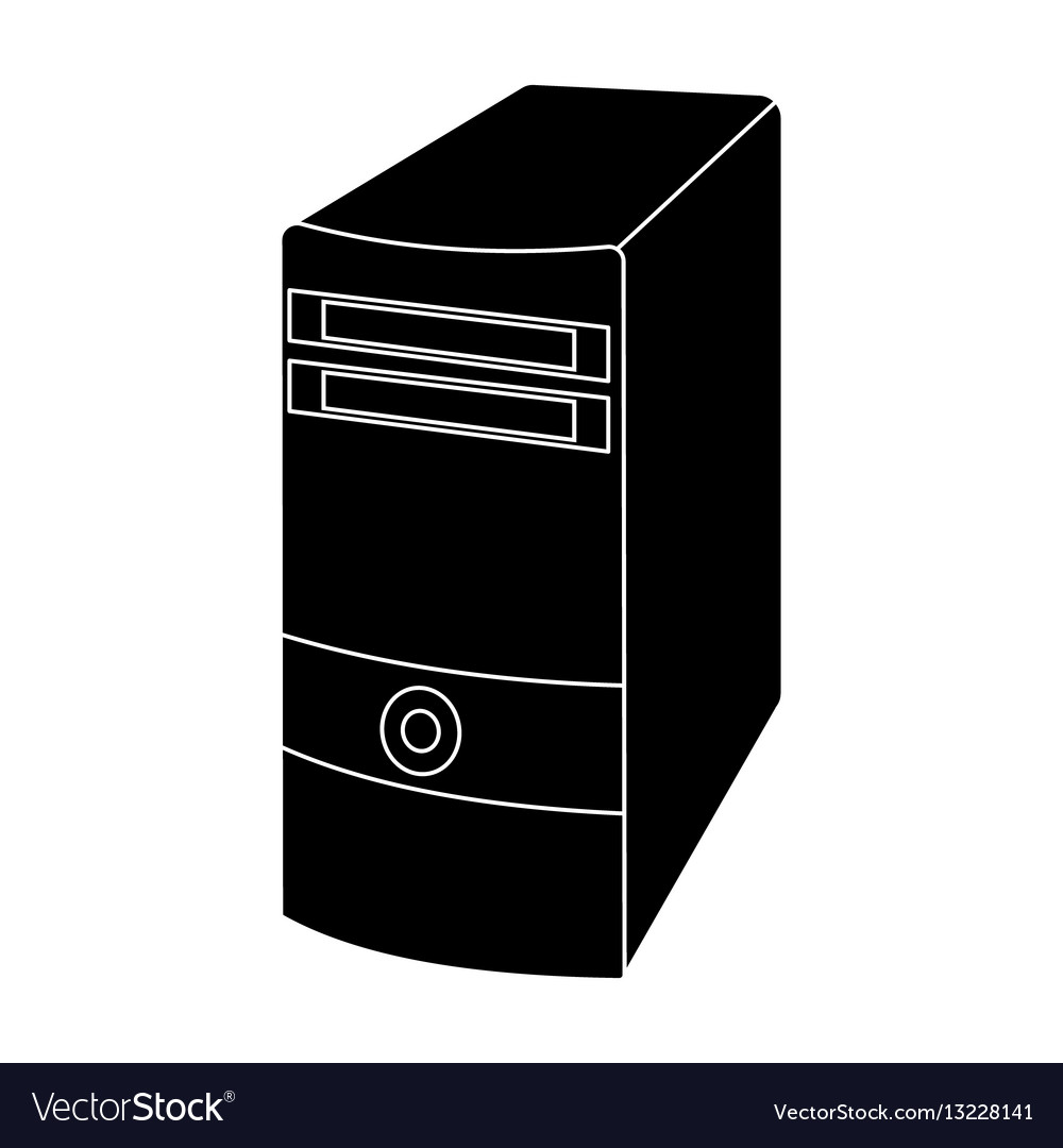 Computer case icon in black style isolated