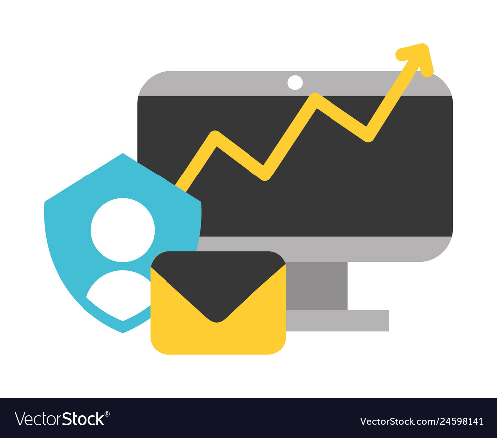 Computer email avatar protection system data Vector Image Computer email avatar protection system data