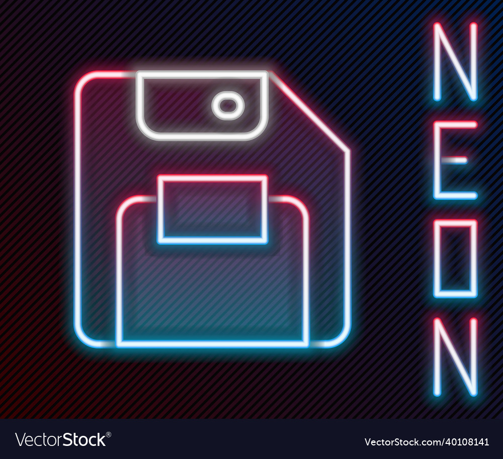 Glowing neon line floppy disk for computer data vector image Glowing neon line floppy disk for computer data