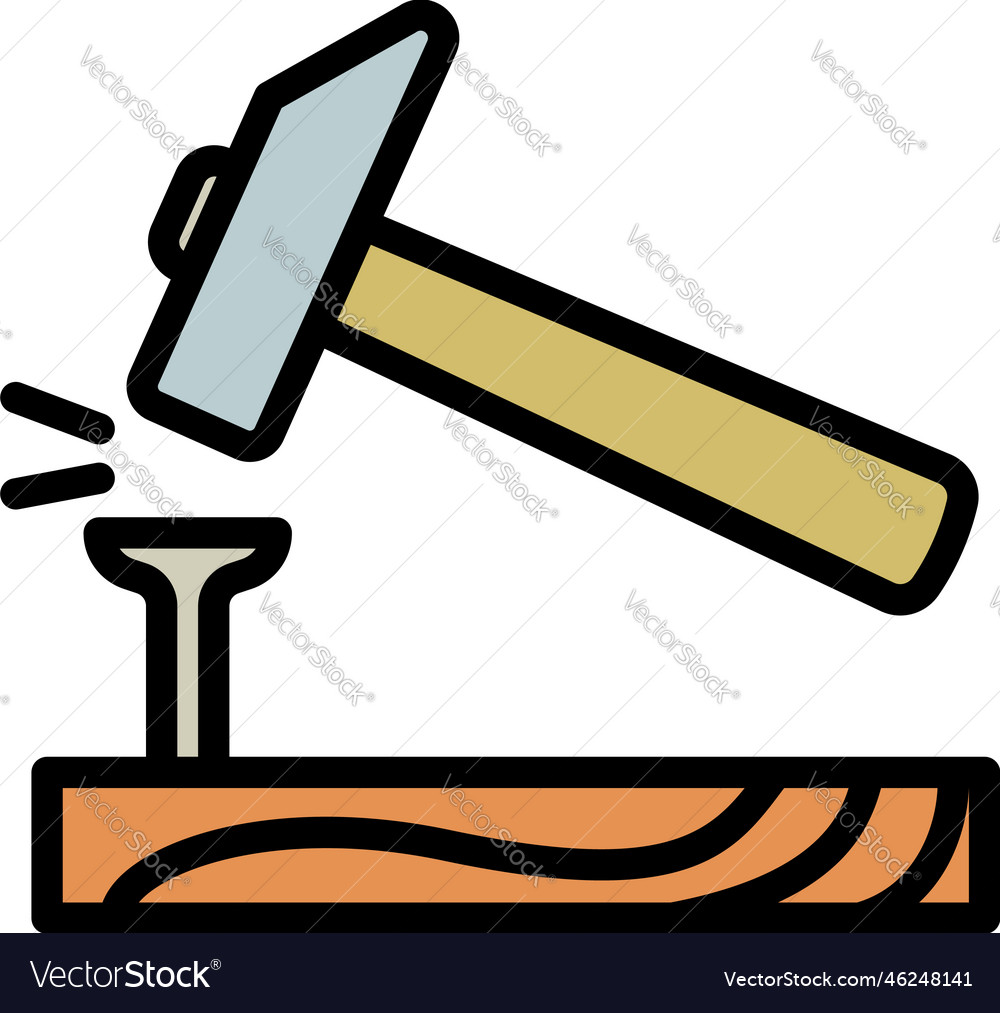 Hammer work icon outline carpenter design Vector Image