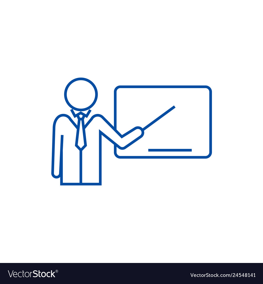 Lecturerpresentation with pointer line icon