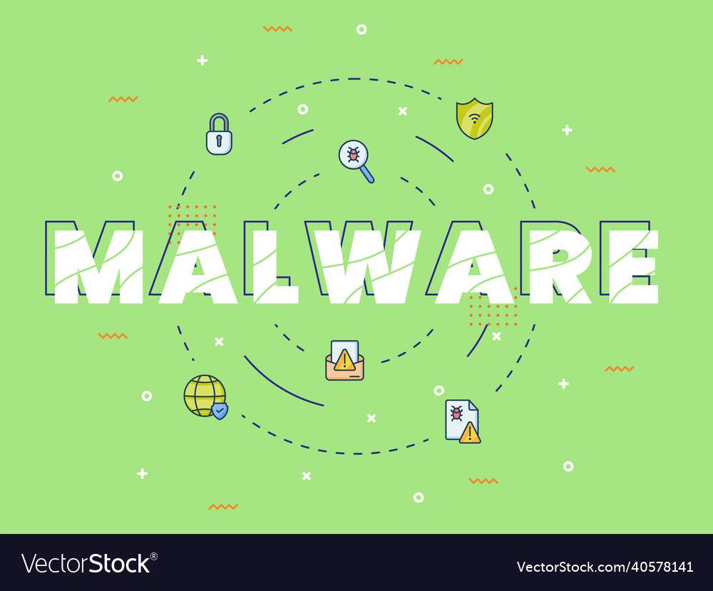 Malware concept with word or text on center vector image Malware concept with word or text on center