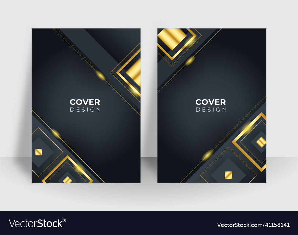 Modern black cover design set luxury creative