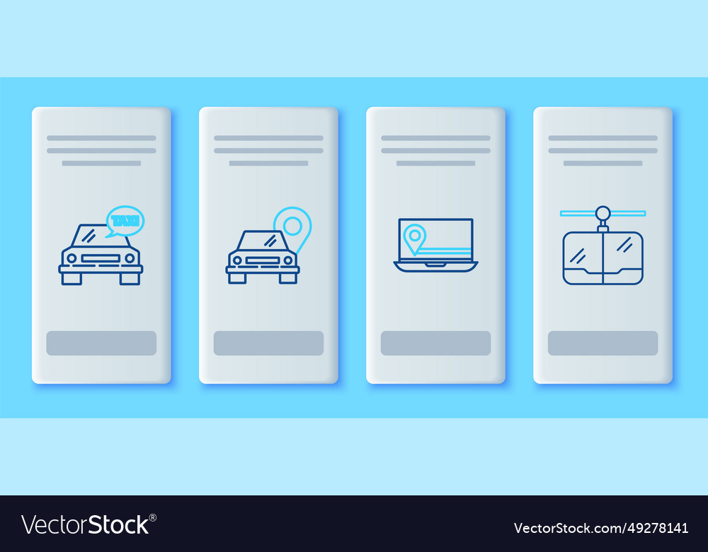 Set line map pointer with taxi laptop location vector image Set line map pointer with taxi laptop location