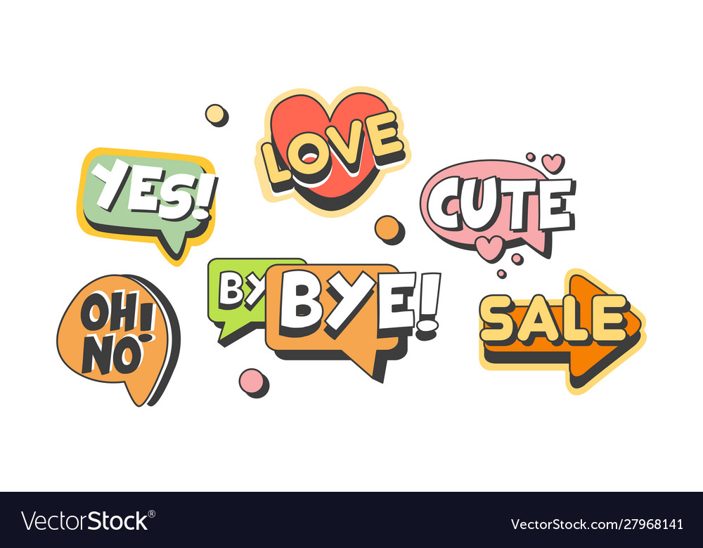 Speech labels with text set flat shapes vector image Speech labels with text set flat shapes