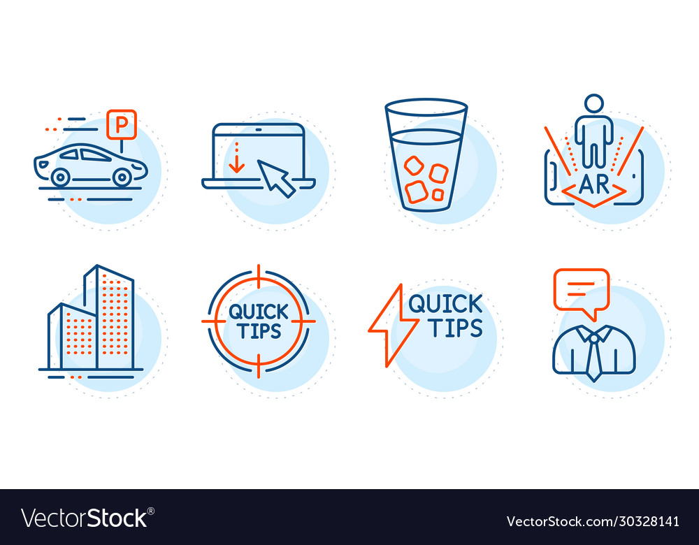 Tips skyscraper buildings and scroll down icons