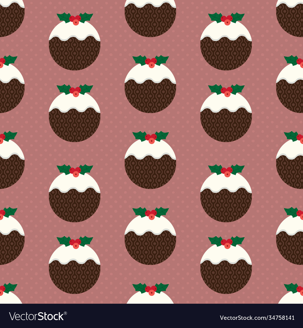 Traditional christmas pudding seamless pattern