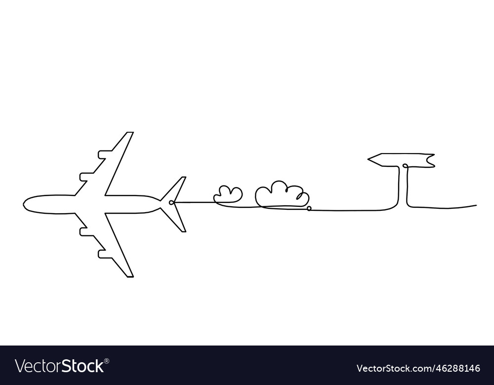 Abstract plane with direction as line drawing