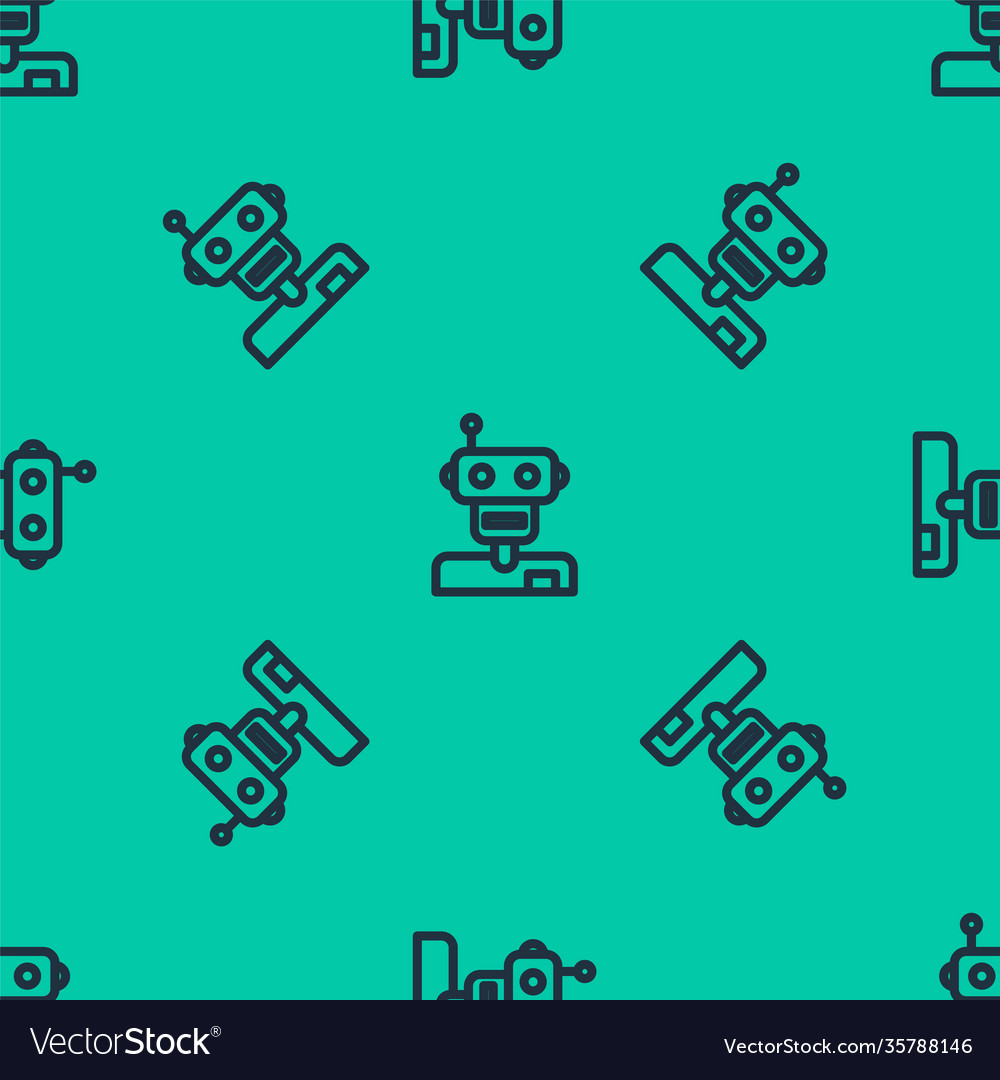 Blue line robot icon isolated seamless pattern vector image Blue line robot icon isolated seamless pattern