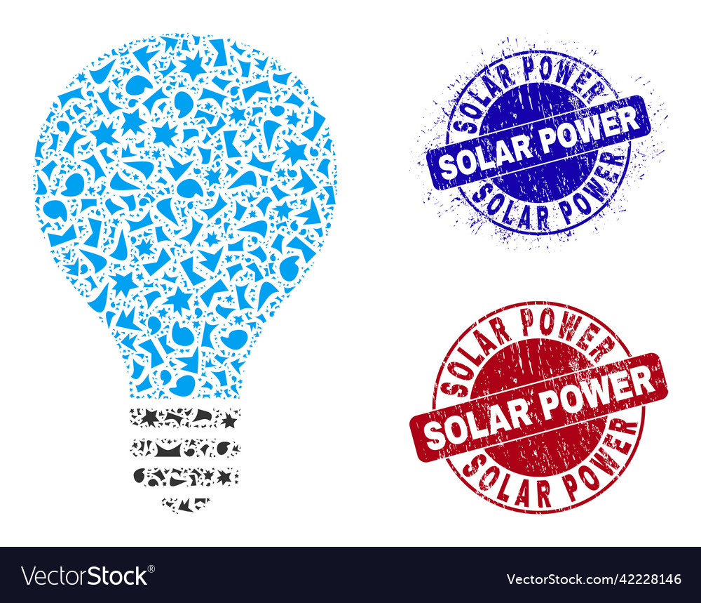 Bulb-Mosaik von Trümmern mit Solarstrom-Distress