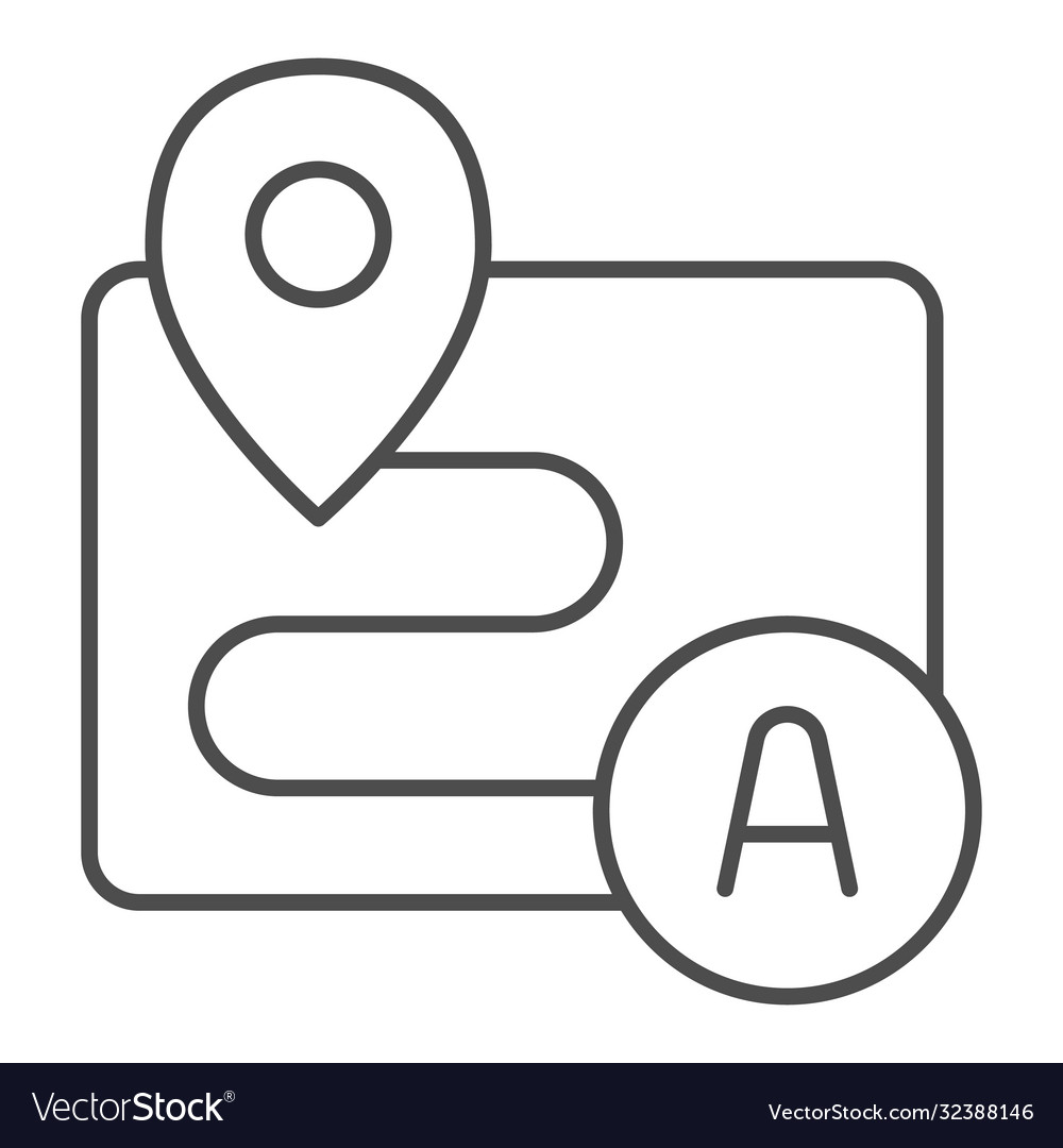 Distance between points with location marker thin vector image Distance between points with location marker thin