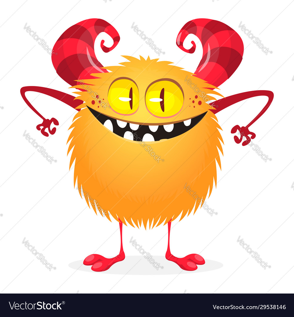 Funny cartoon monster halloween vector image Funny cartoon monster halloween