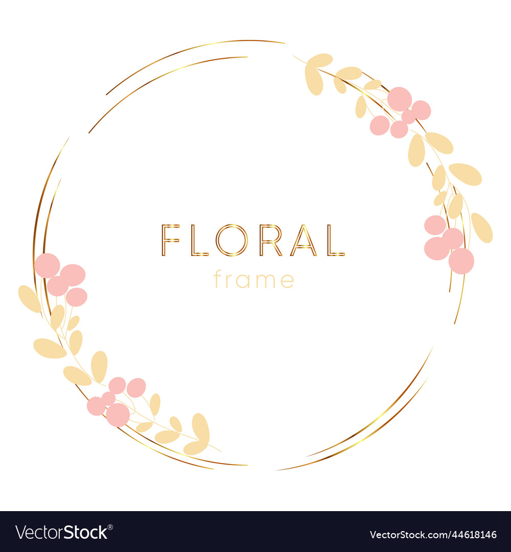 Gold floral frame background pink flowers