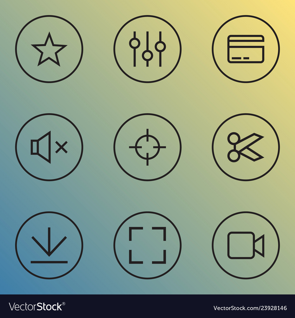 Interface icons line style set with goal card