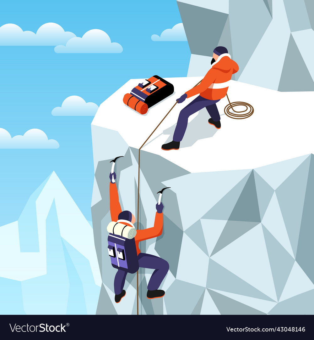 Pulling climbing rope composition Royalty Free Vector Image