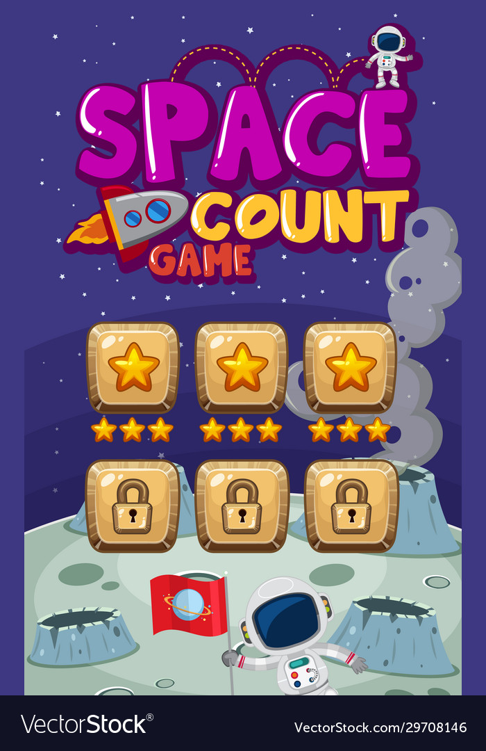 Screen template for computer game with astronauts