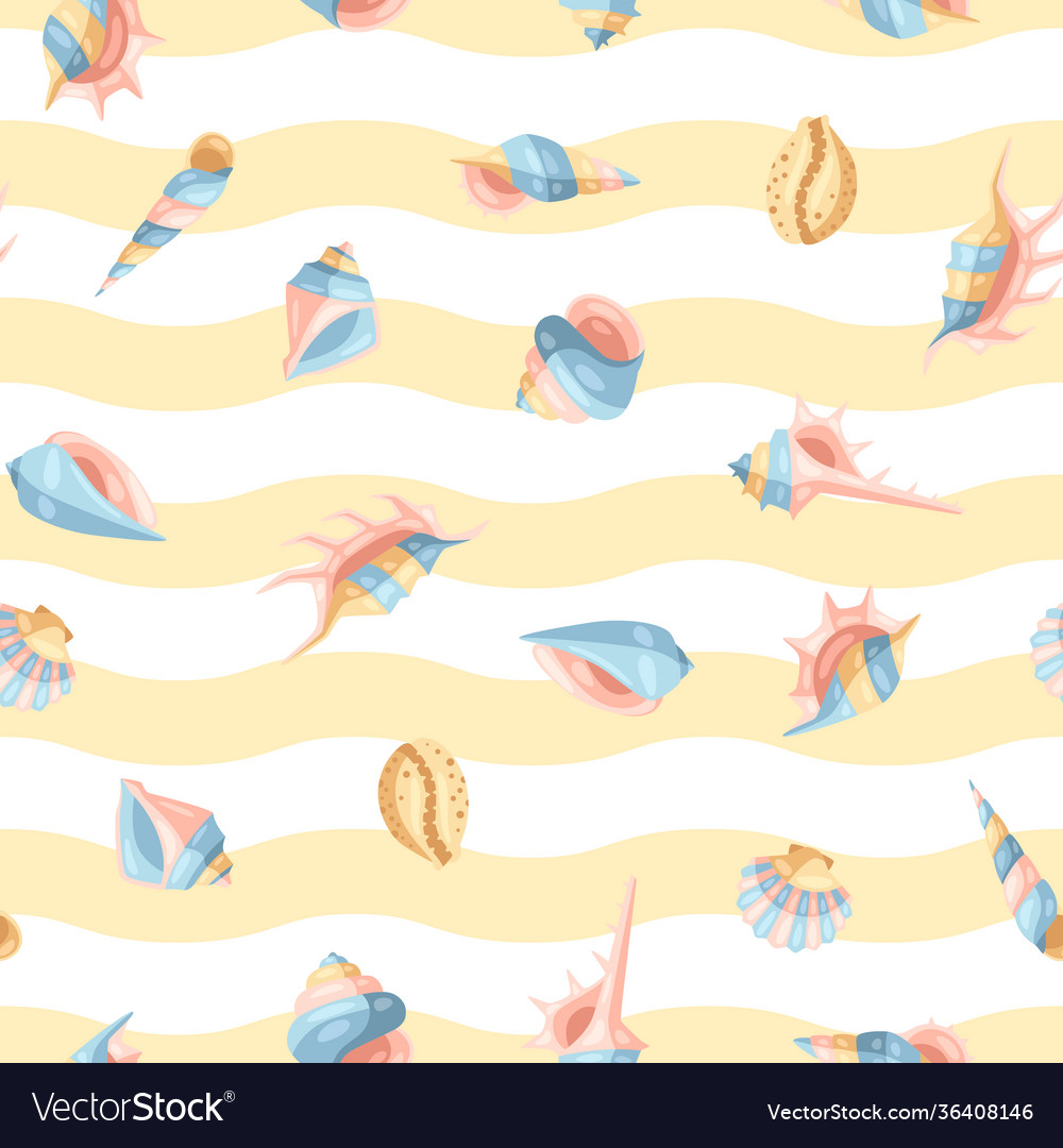 Seamless pattern with seashells vector image Seamless pattern with seashells