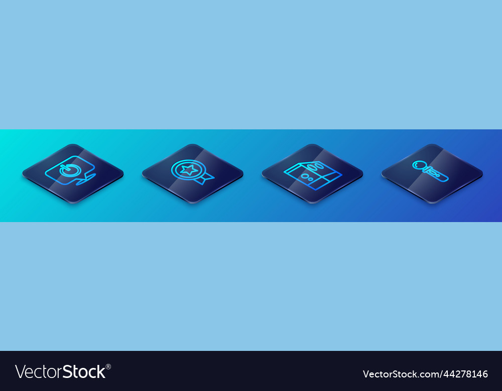 Set isometric line case of computer power button vector image Set isometric line case of computer power button