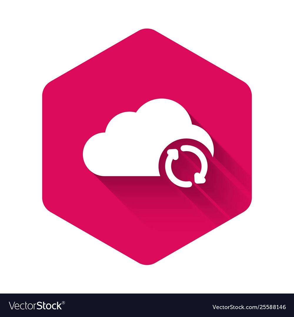 White cloud sync refresh icon isolated with long Vector Image White cloud sync refresh icon isolated with long