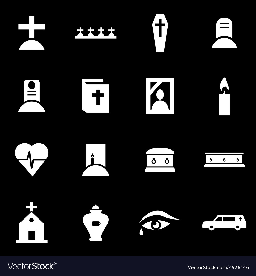 White funeral icon set Royalty Free Vector Image