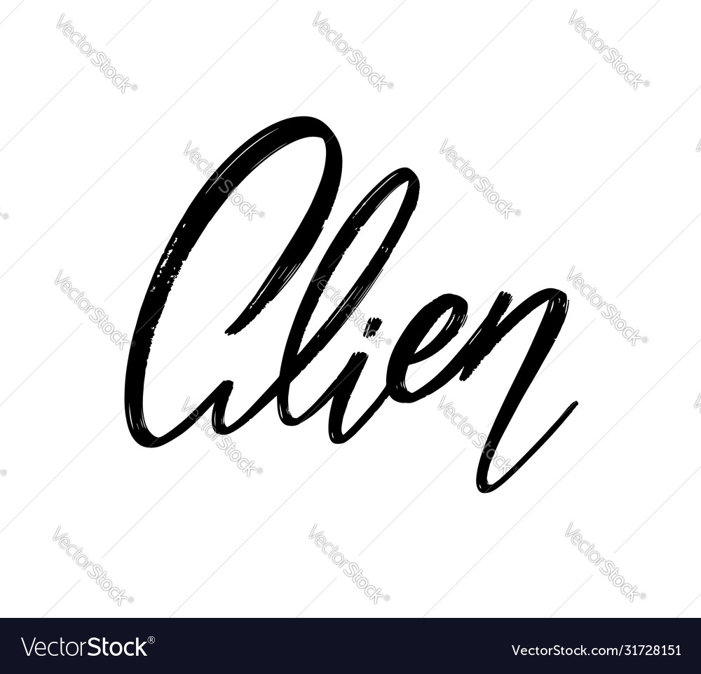 Alien hand drawn lettering isolated template Vector Image