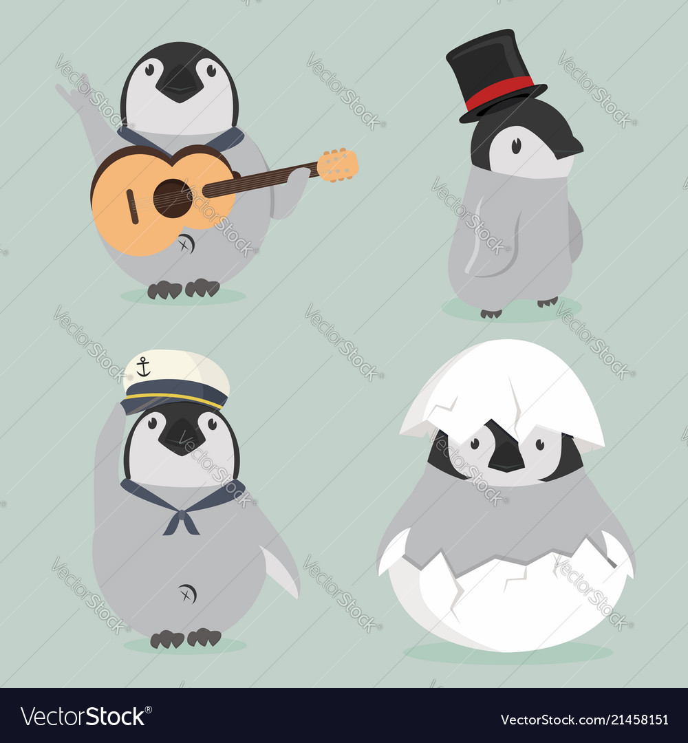 Baby penguin characters set