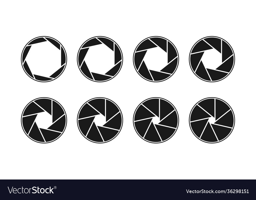 Camera shutter icons set vector image Camera shutter icons set