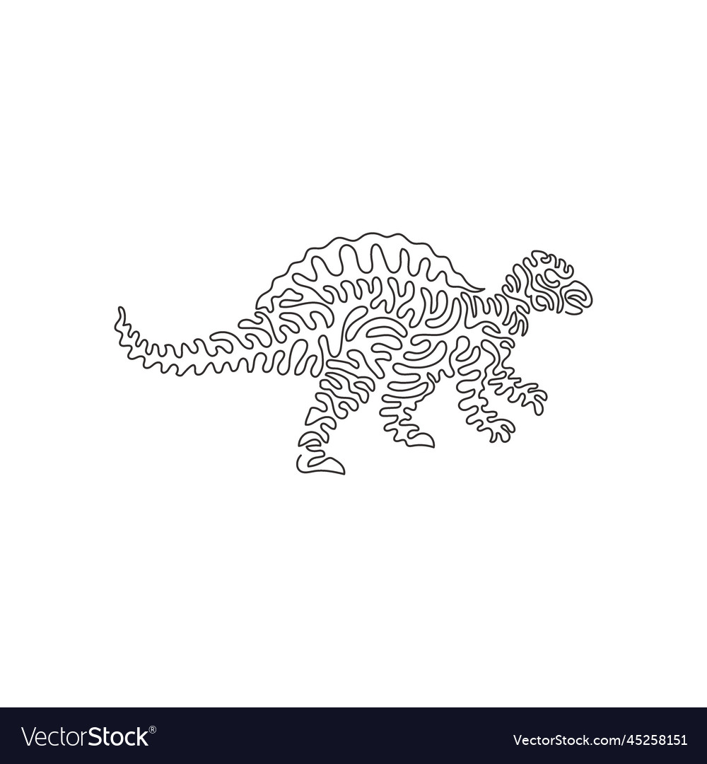 Continuous curve one line drawing of spine lizard vector image Continuous curve one line drawing of spine lizard