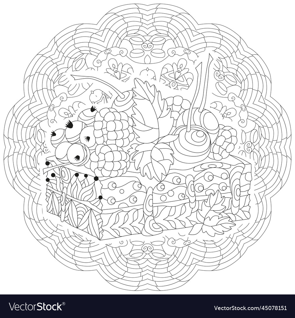 Decorative cake pattern on a patterned round Vector Image Decorative cake pattern on a patterned round
