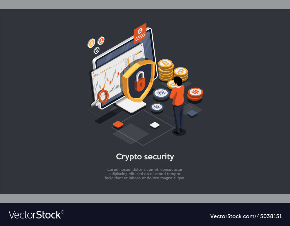 Developer is working on transaction security vector image Developer is working on transaction security