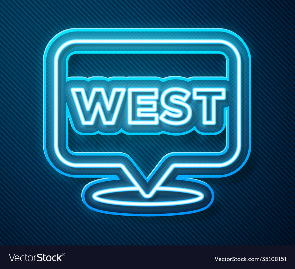 Glowing neon line pointer to wild west icon