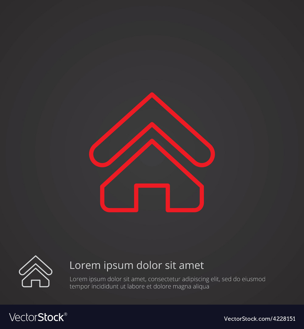 Home outline symbol red on dark background logo Vector Image