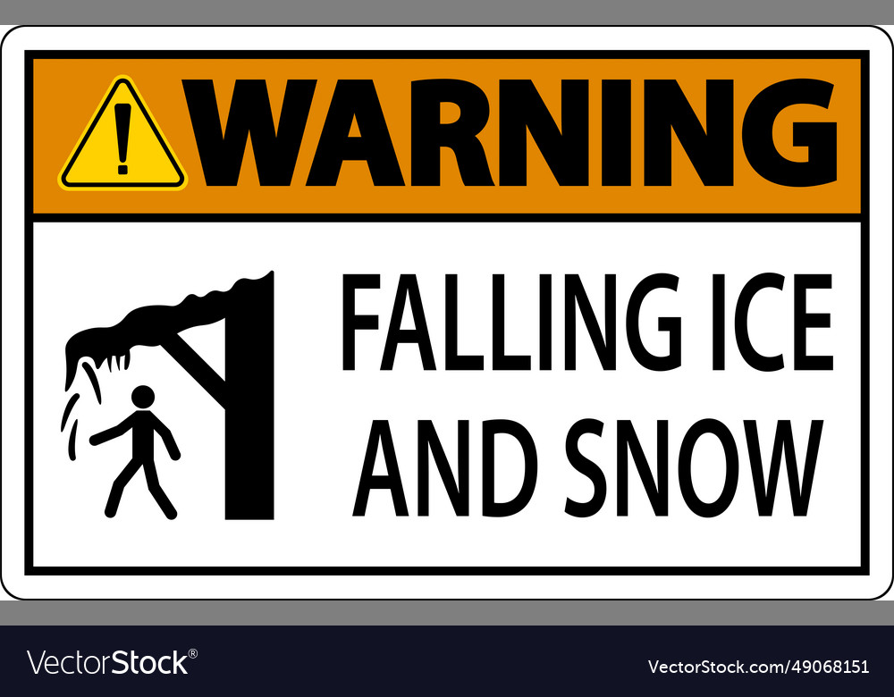 Ice and snow warning sign caution - falling ice Vector Image