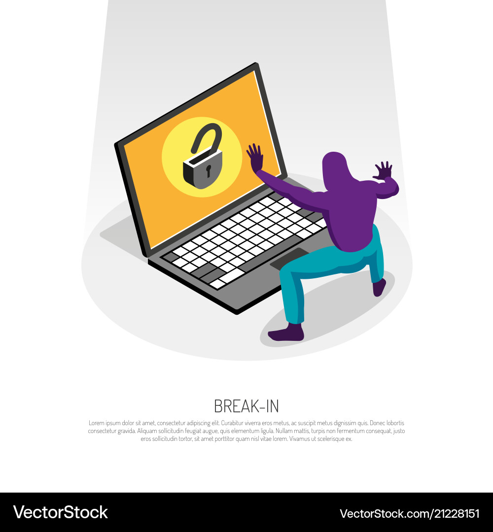 Isometric hacker concept Royalty Free Vector Image