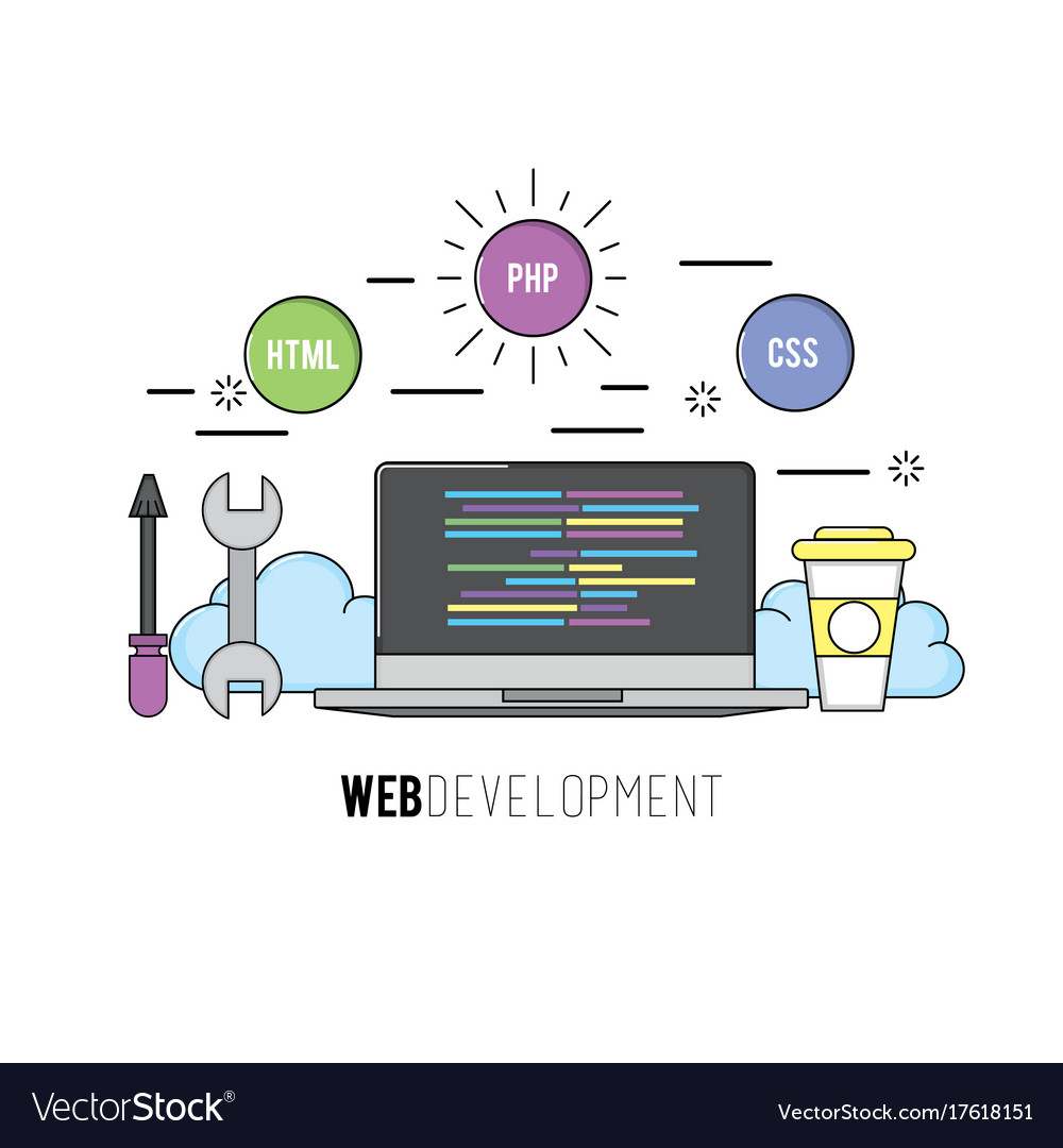 Laptop with code programing software data