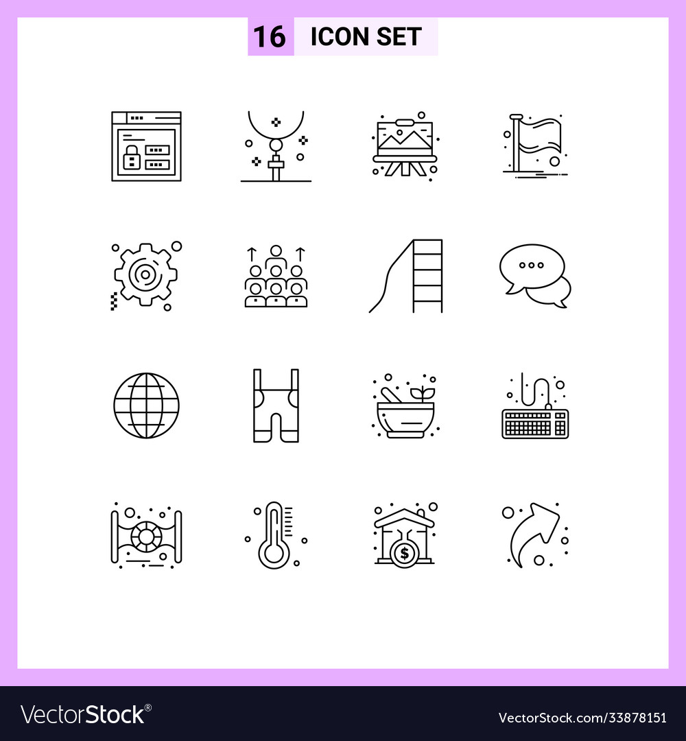 Modern set 16 outlines and symbols