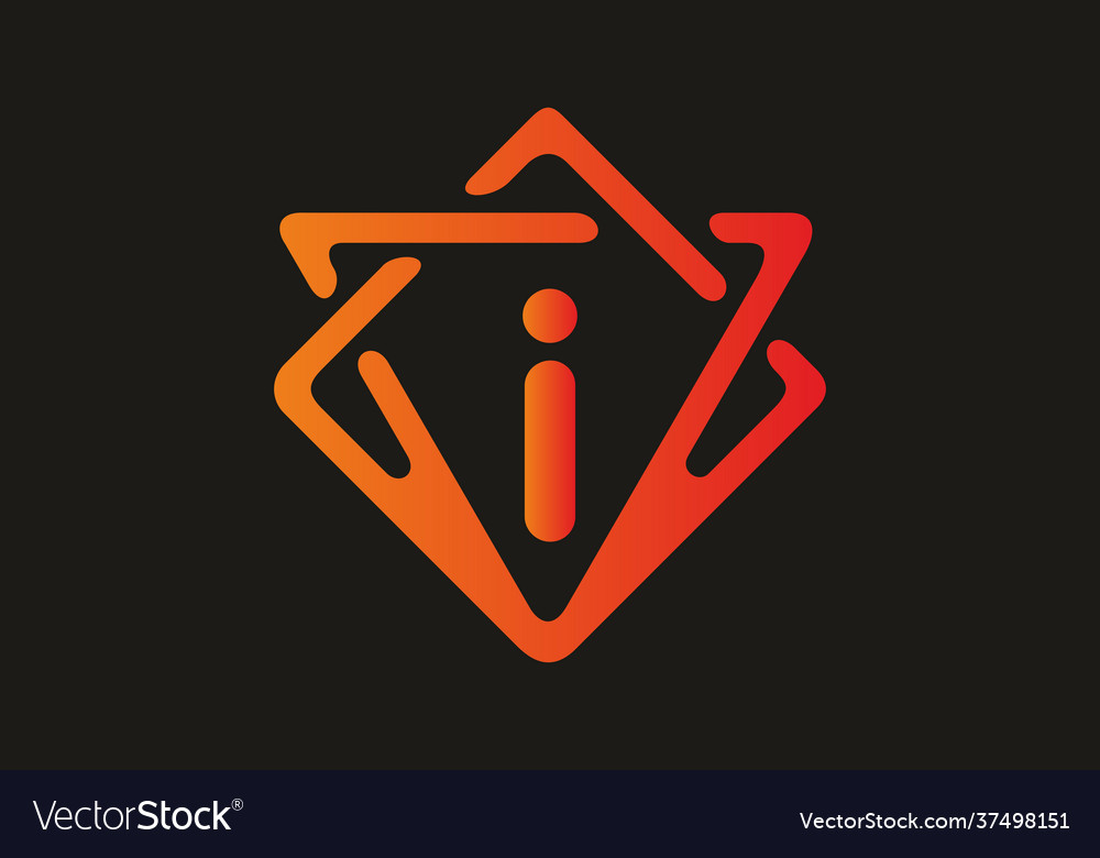 Orange red gradient color i initial letter