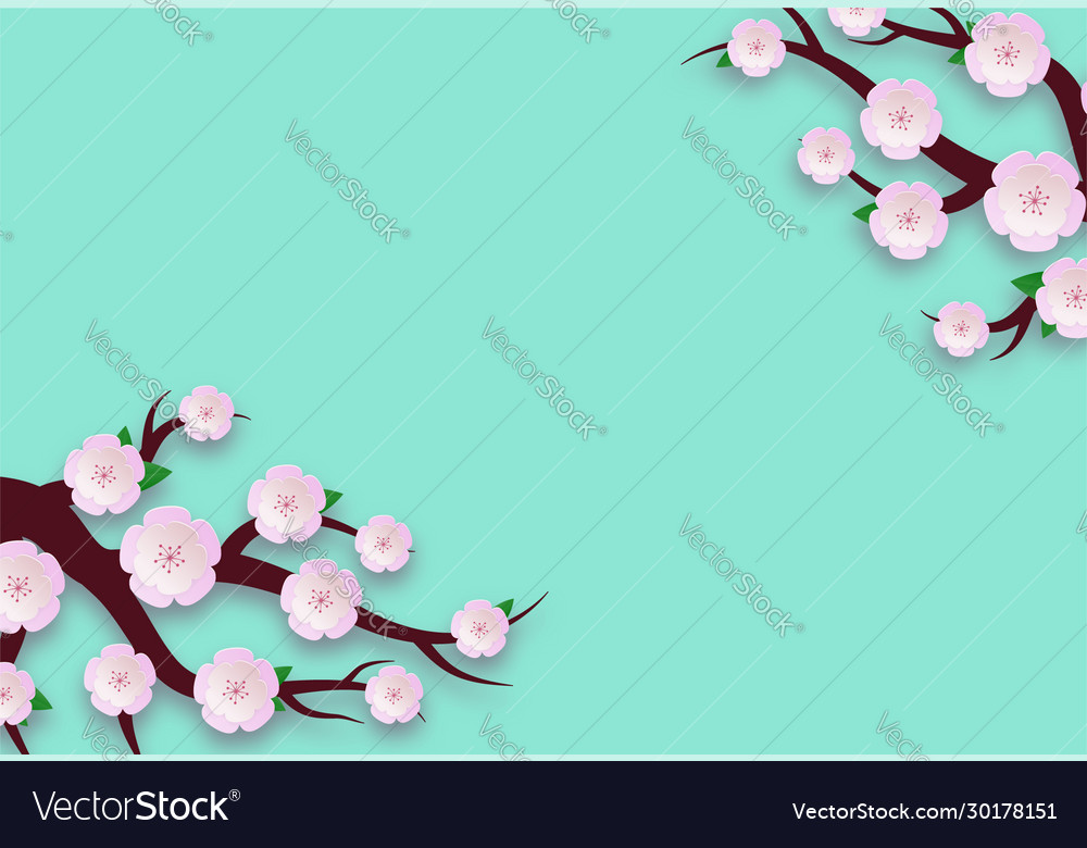 Paper cut spring background blossom cherry banner