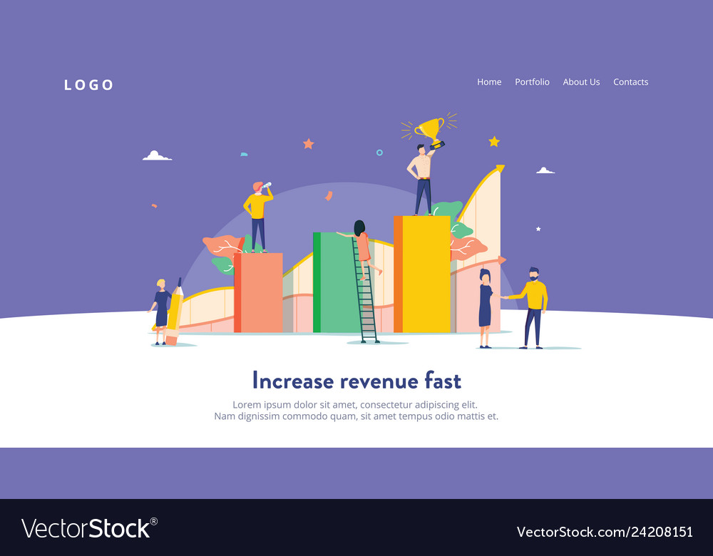 People work in a team and interact with graphs Vector Image People work in a team and interact with graphs