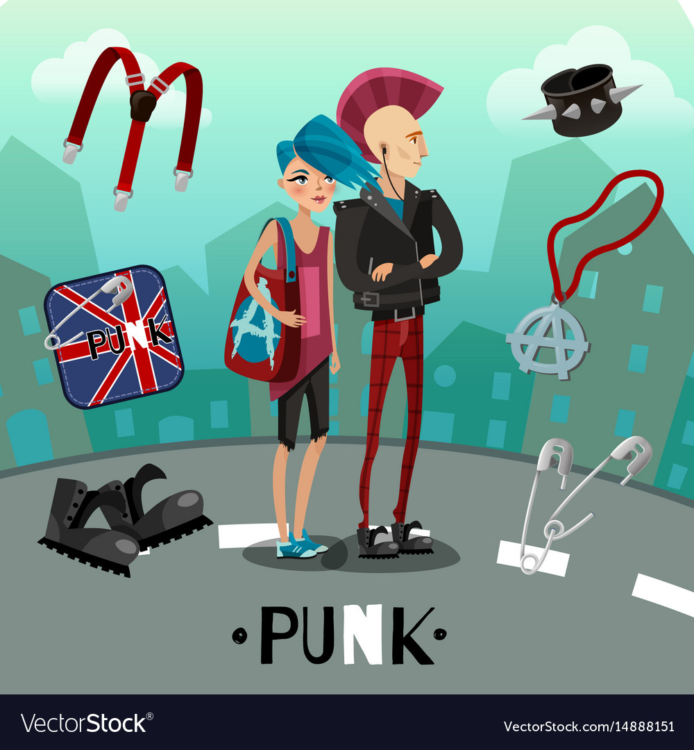 Punk Subculture Composition Royalty Free Vector Image