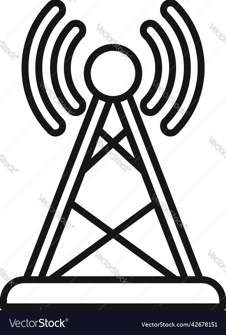 Radio tower icon outline internet media Royalty Free Vector