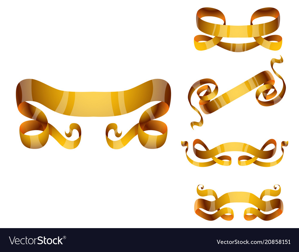 Ribbons Realistic Gold Tape Flag Banner Royalty Free Vector