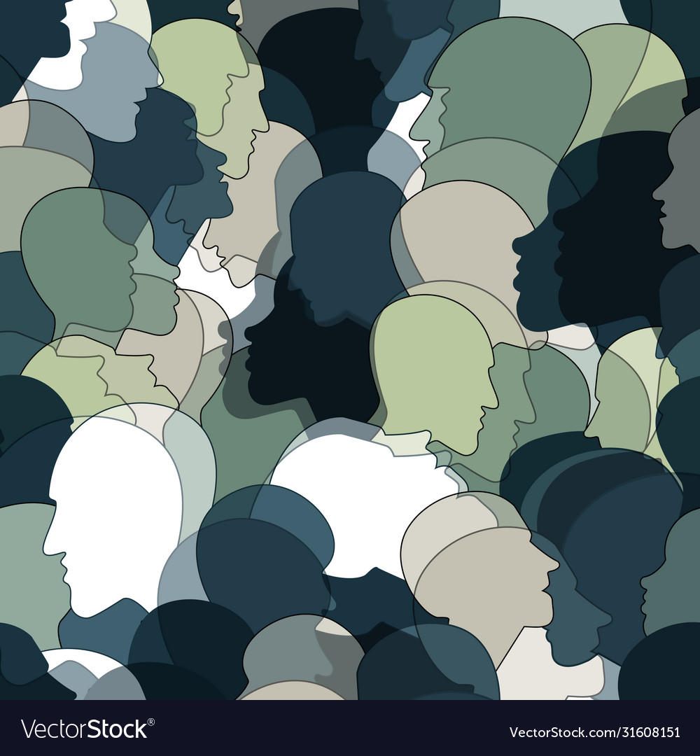 Seamless pattern a crowd many different vector image Seamless pattern a crowd many different