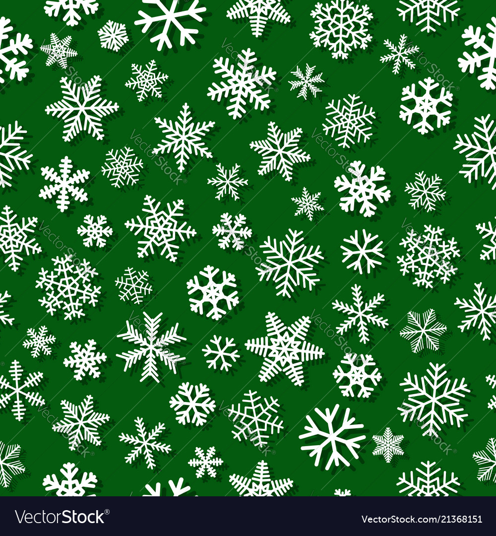 Seamless pattern of snowflakes with shadows