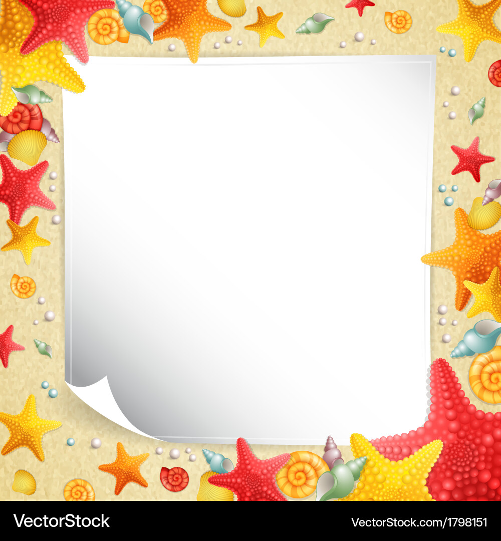 Seashells in sand Royalty Free Vector Image - VectorStock