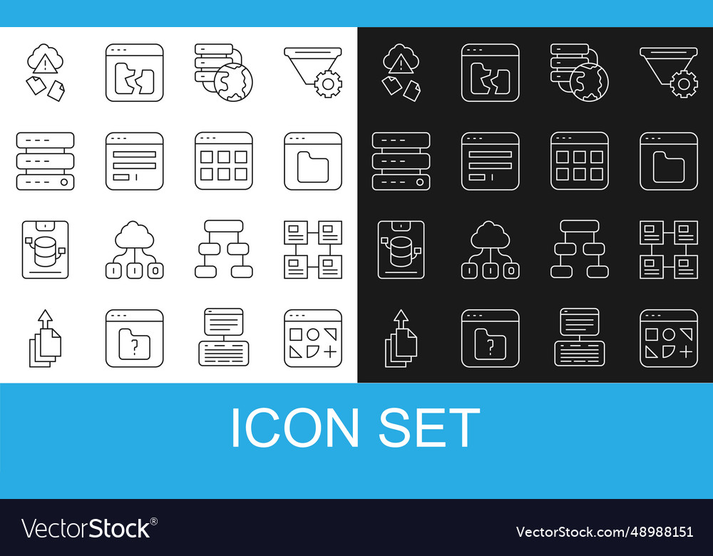 Set line different files hierarchy organogram vector image Set line different files hierarchy organogram