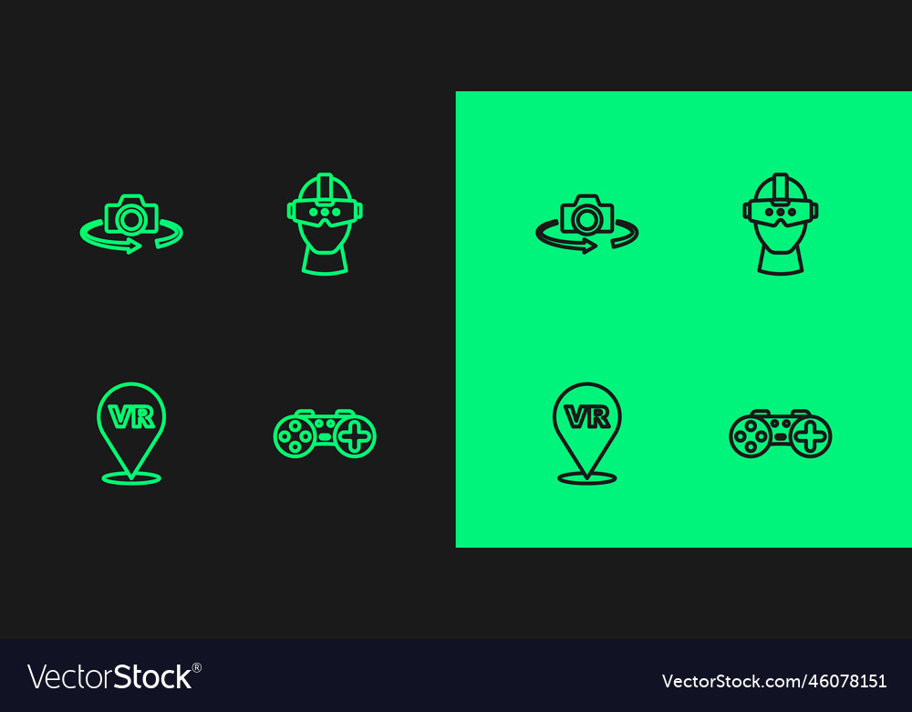 Set line gamepad virtual reality 360 degree view vector image Set line gamepad virtual reality 360 degree view