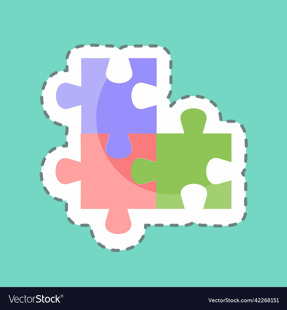 Sticker line cut puzzles suitable for programming vector image Sticker line cut puzzles suitable for programming